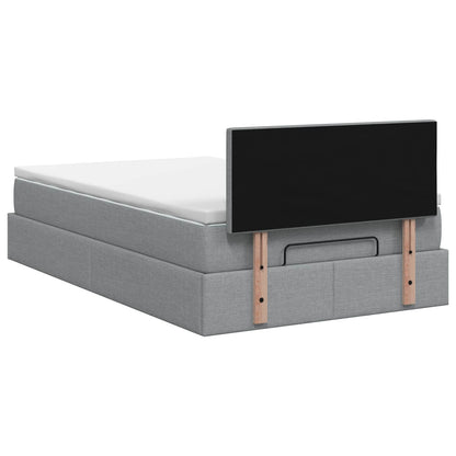 Letto ottomano con materasso Grigio Chiaro 120 x 190 cm Tessuto | homemem39