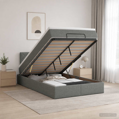 Letto Ottomano con Materasso e LED Grigio Scuro 120 x 200 cm