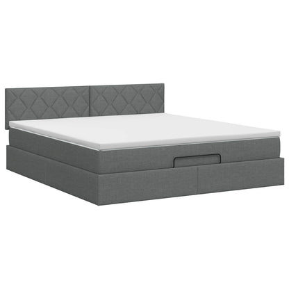 Letto ottomano con materasso Grigio Scuro 160 x 200 cm Tessuto | homemem39