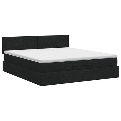 Letto ottomano con materasso Nero 180 x 200 cm Tessuto | homemem39