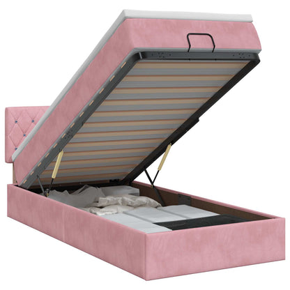 Letto ottomano con materasso Rosa 80 x 200 cm Velluto | homemem39