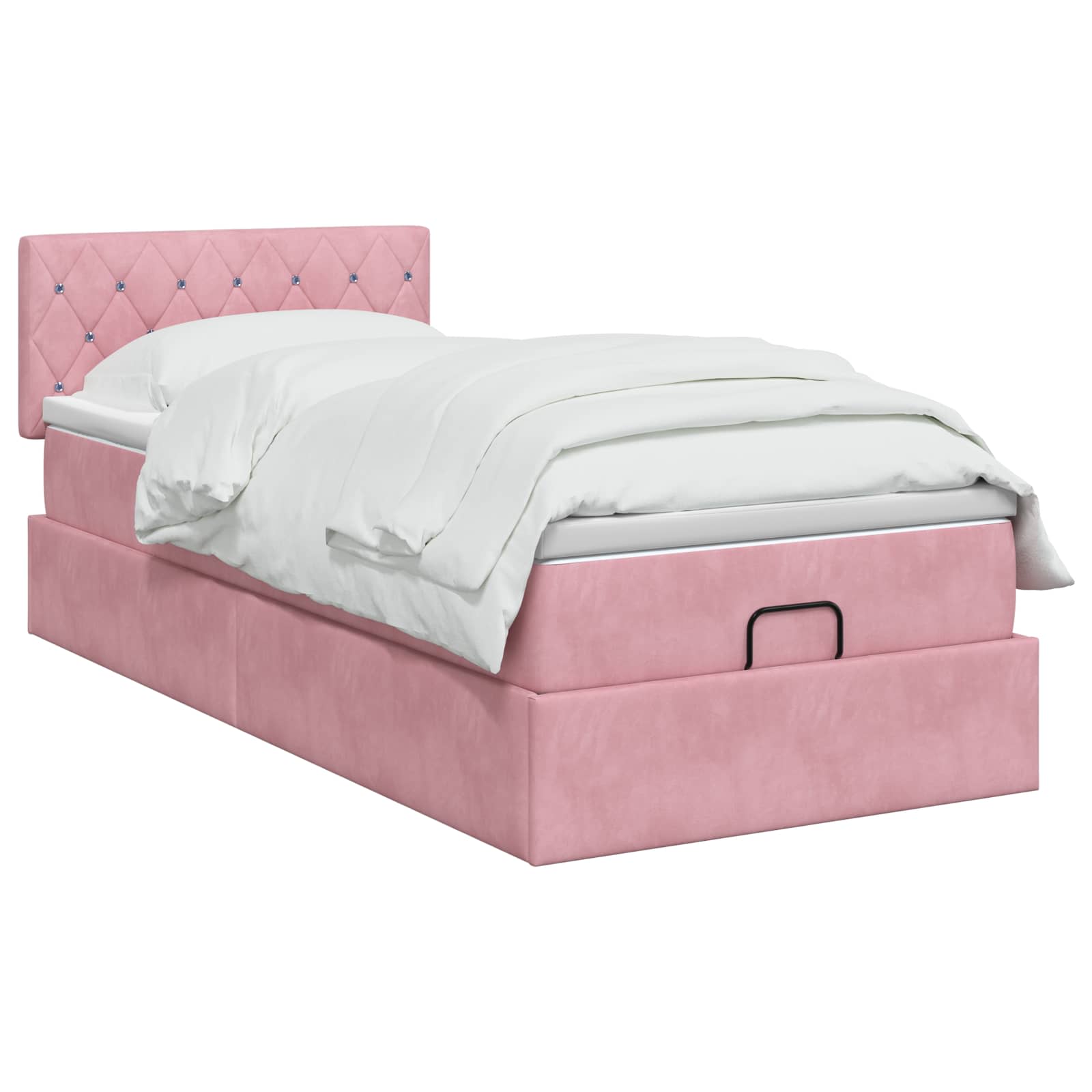 Letto ottomano con materasso Rosa 80 x 200 cm Velluto | homemem39