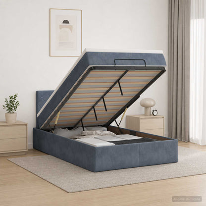 Letto Ottomano con Materasso e LED Grigio Scuro 120 x 200 cm
