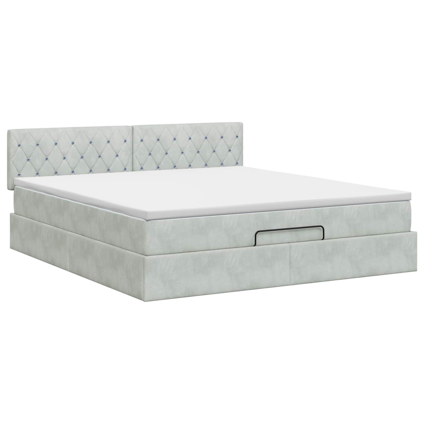 Letto ottomano con materasso Grigio Chiaro 140 x 190 cm Velluto
