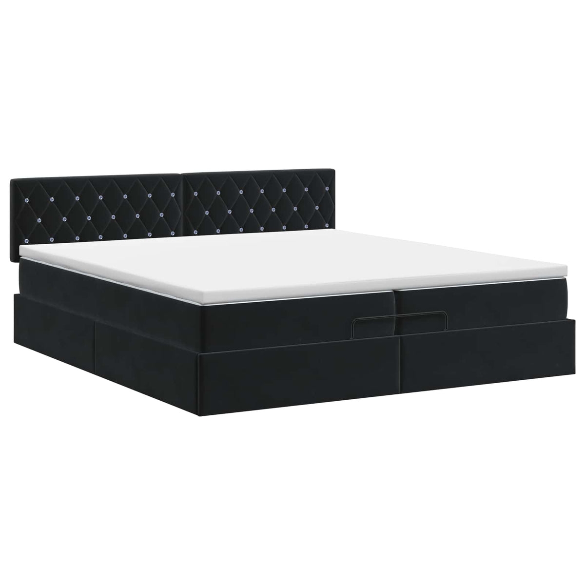Letto ottomano con materasso Nero 200 x 200 cm Velluto | homemem39