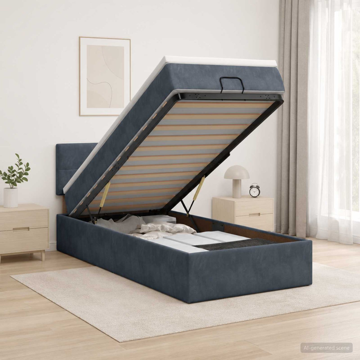 Letto Ottomano con Materasso e LED Grigio Scuro 80 x 200 cm