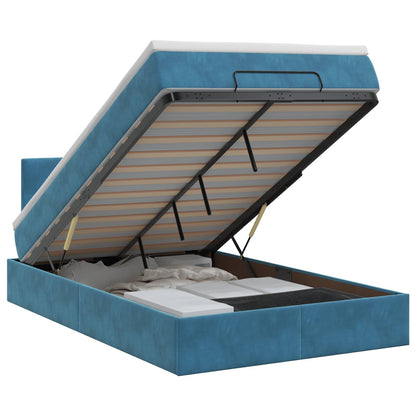 Letto ottomano con materasso Blu Scuro 120 x 200 cm Velluto | homemem39