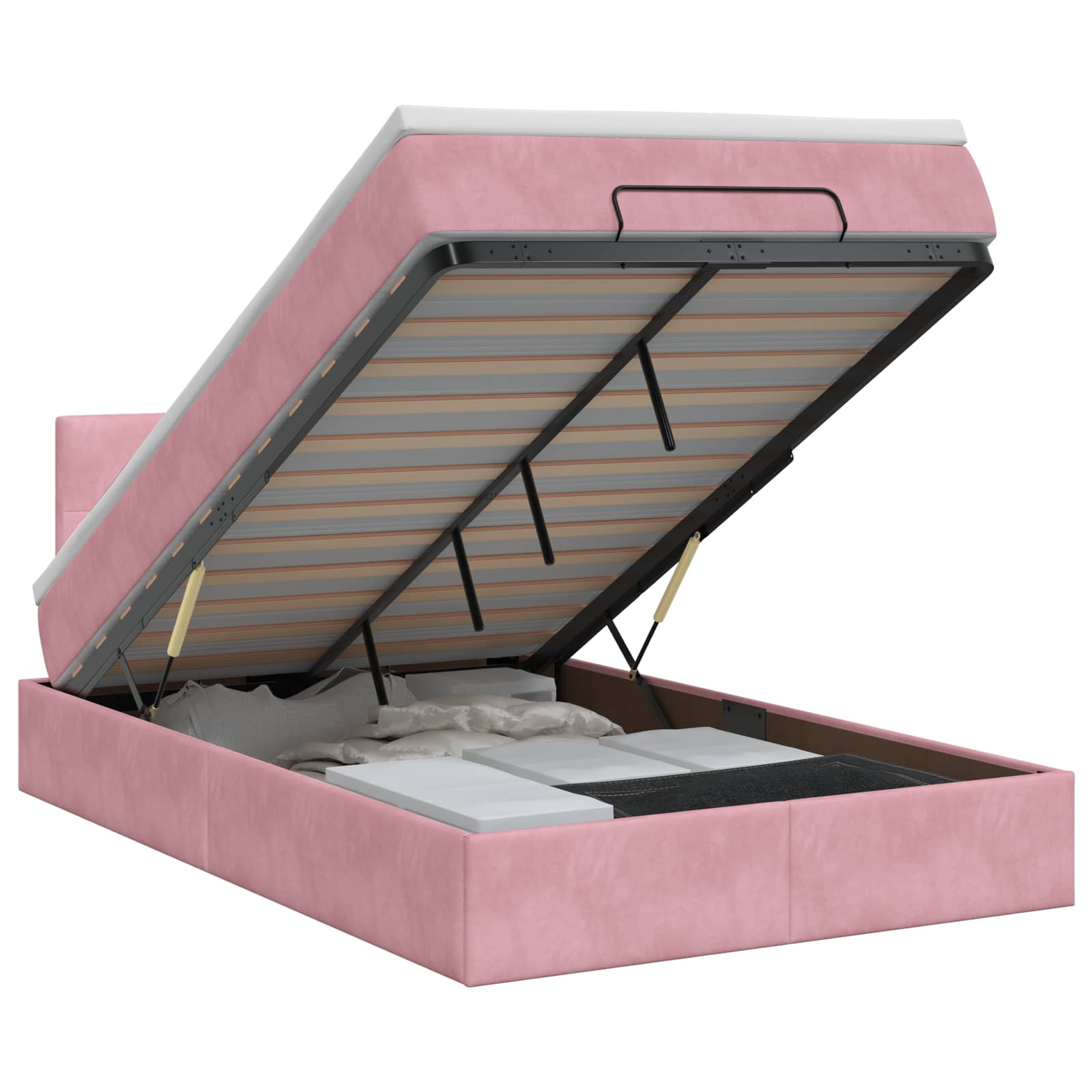 Letto ottomano con materasso Rosa 120 x 200 cm Velluto | homemem39