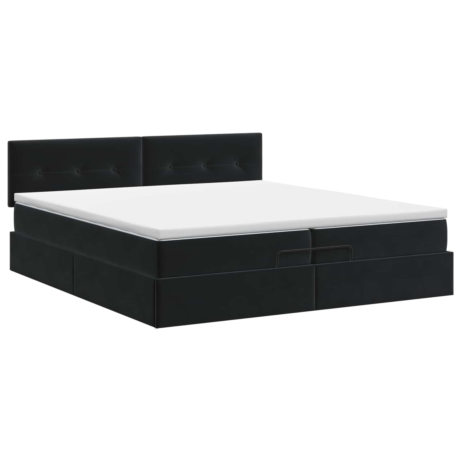 Letto ottomano con materasso Nero 200 x 200 cm Velluto | homemem39