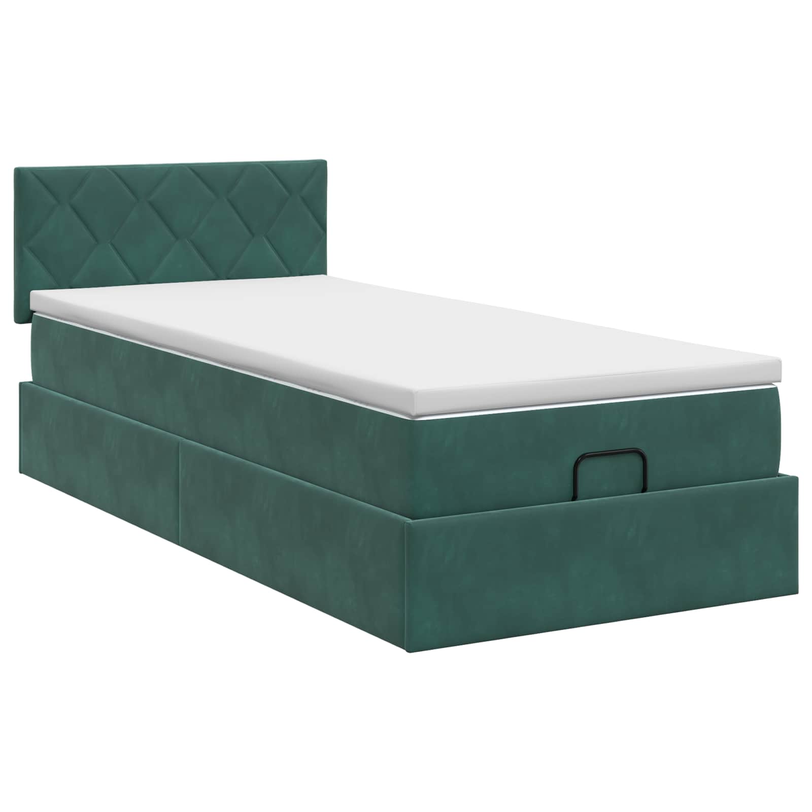 Letto ottomano con materasso Verde Scuro 80 x 200 cm Velluto | homemem39