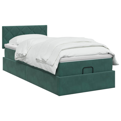 Letto ottomano con materasso Verde Scuro 80 x 200 cm Velluto | homemem39