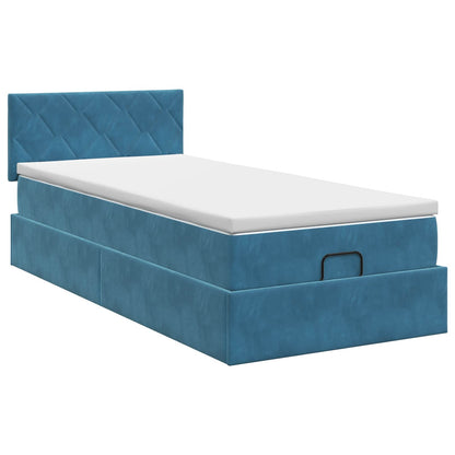 Letto ottomano con materasso Blu Scuro 90 x 190 cm Velluto | homemem39