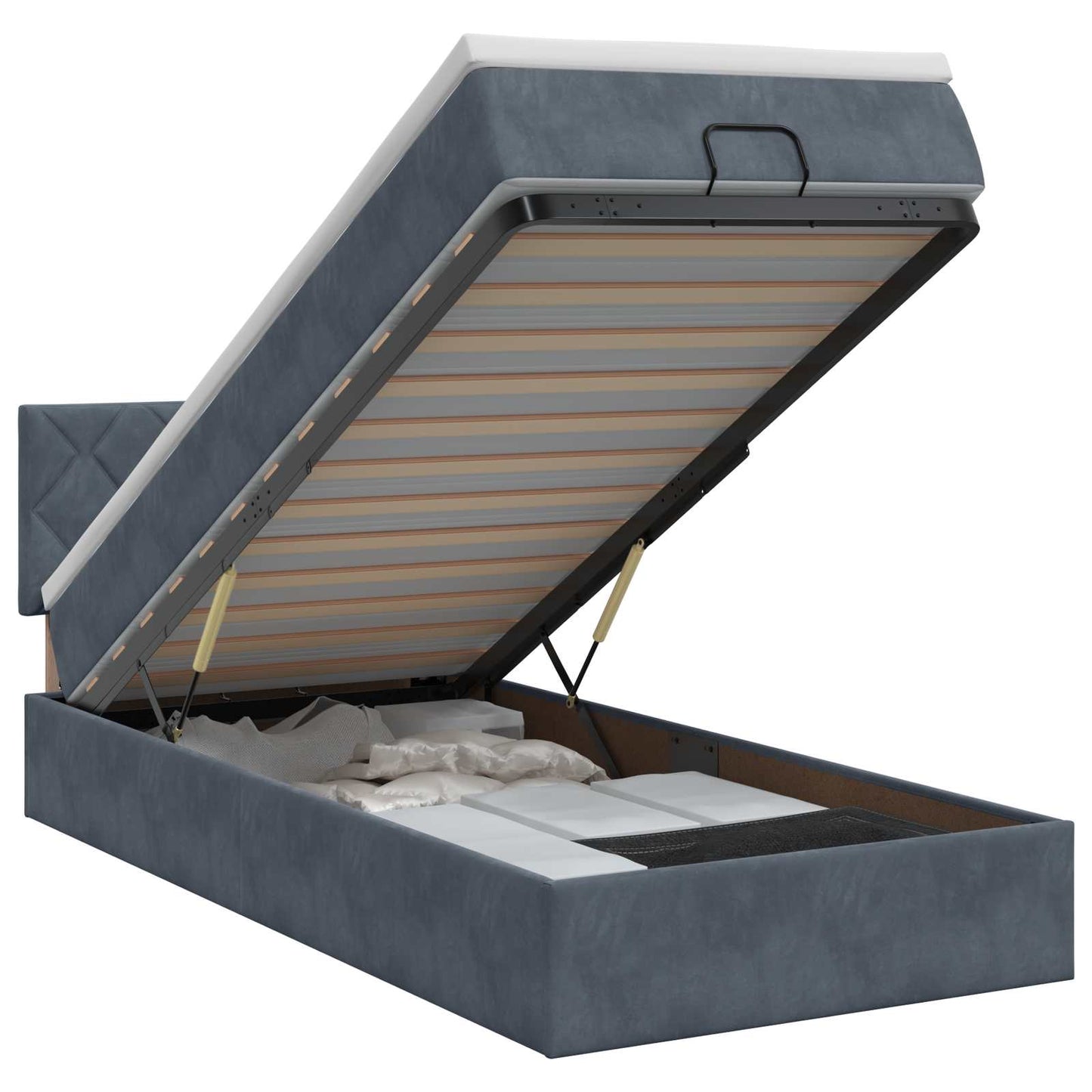 Letto ottomano con materasso Grigio Scuro 100 x 200 cm Velluto | homemem39