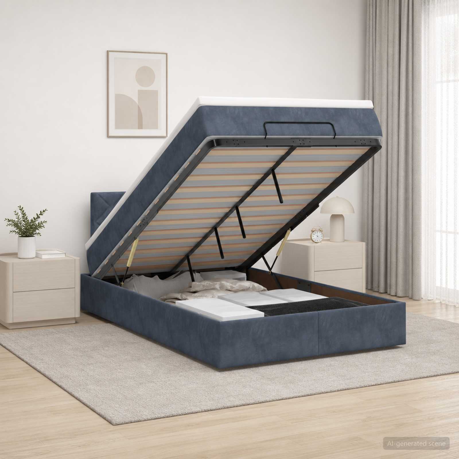 Letto Ottomano con Materasso e LED Grigio Scuro 120 x 190 cm | homemem39