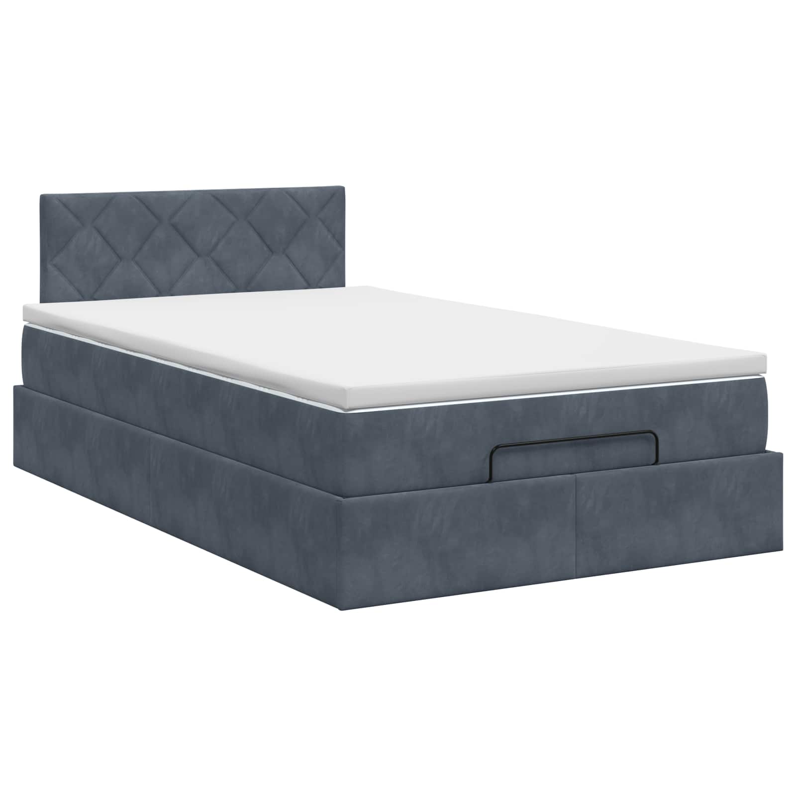 Letto ottomano con materasso Grigio Scuro 120 x 190 cm Velluto | homemem39
