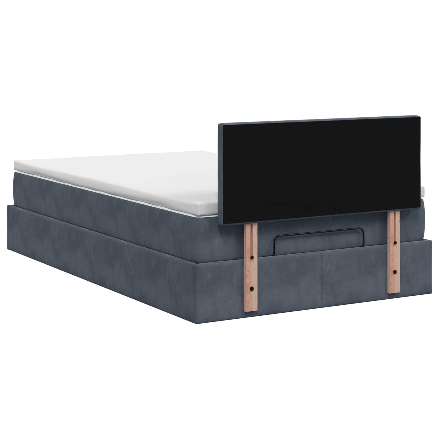 Letto ottomano con materasso Grigio Scuro 120 x 190 cm Velluto | homemem39