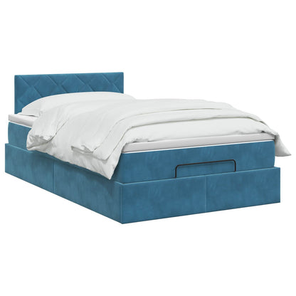 Letto ottomano con materasso Blu Scuro 120 x 200 cm Velluto | homemem39
