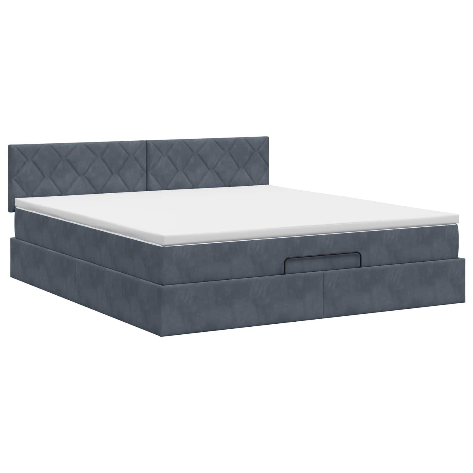 Letto ottomano con materasso Grigio Scuro 140 x 200 cm Velluto | homemem39