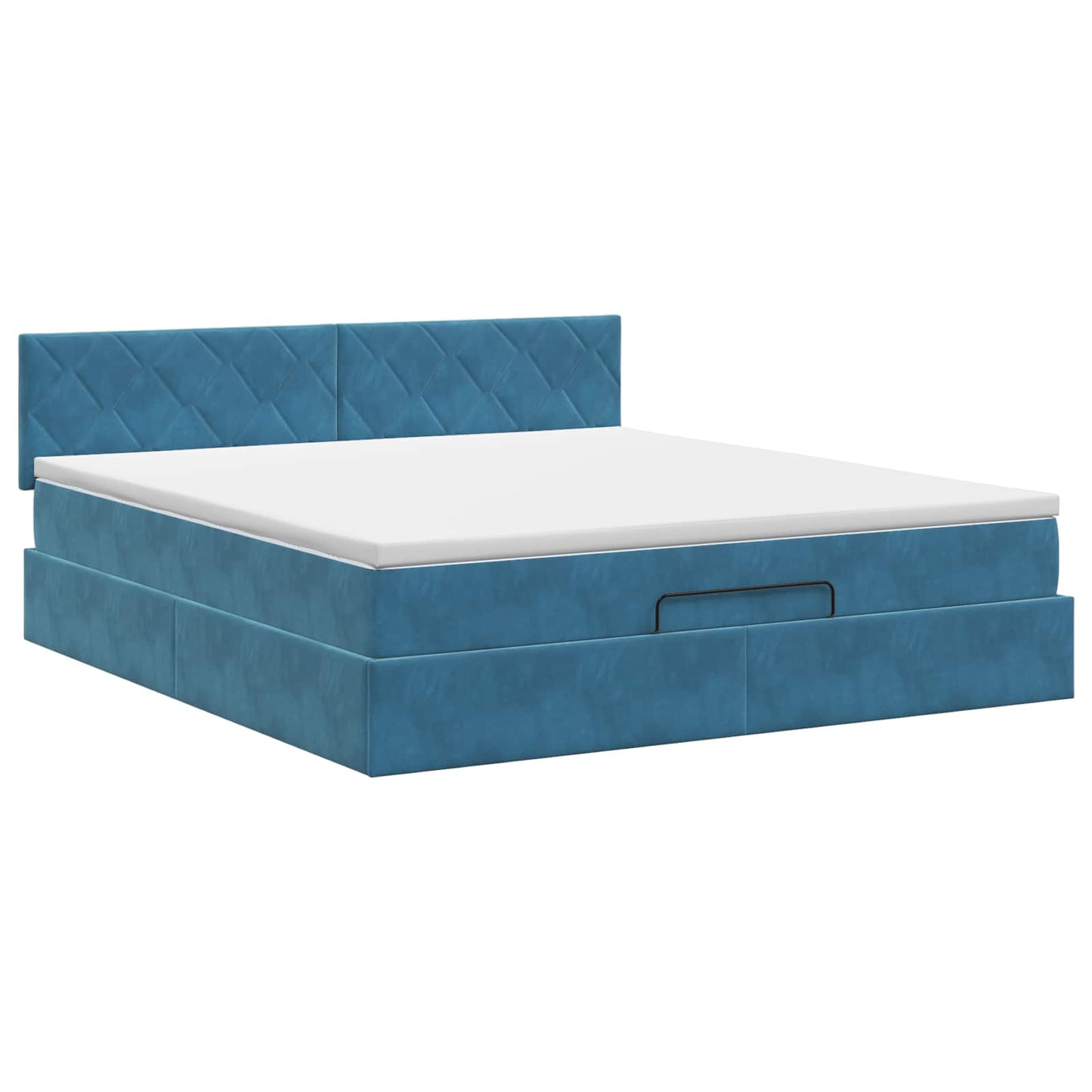 Letto ottomano con materasso Blu Scuro 160 x 200 cm Velluto | homemem39