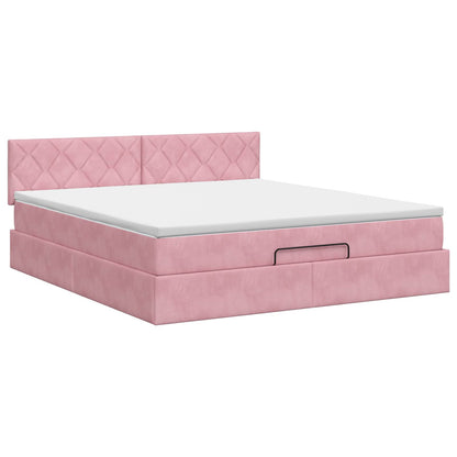 Letto ottomano con materasso Rosa 160 x 200 cm Velluto | homemem39
