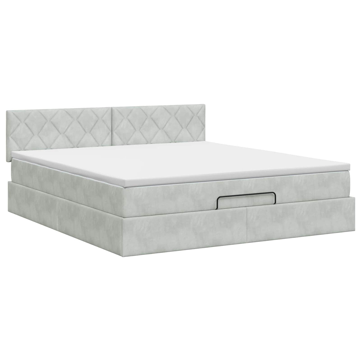 Letto ottomano con materasso Grigio Chiaro 180 x 200 cm Velluto | homemem39