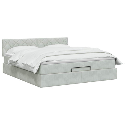 Letto ottomano con materasso Grigio Chiaro 180 x 200 cm Velluto | homemem39