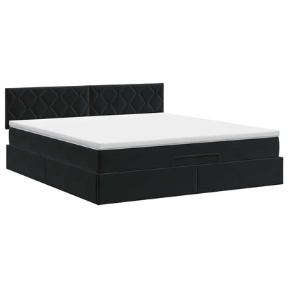 Letto ottomano con materasso Nero 180 x 200 cm Velluto | homemem39