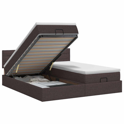 Letto ottomano con materasso 2 pcs Marrone Scuro Tessuto | homemem39