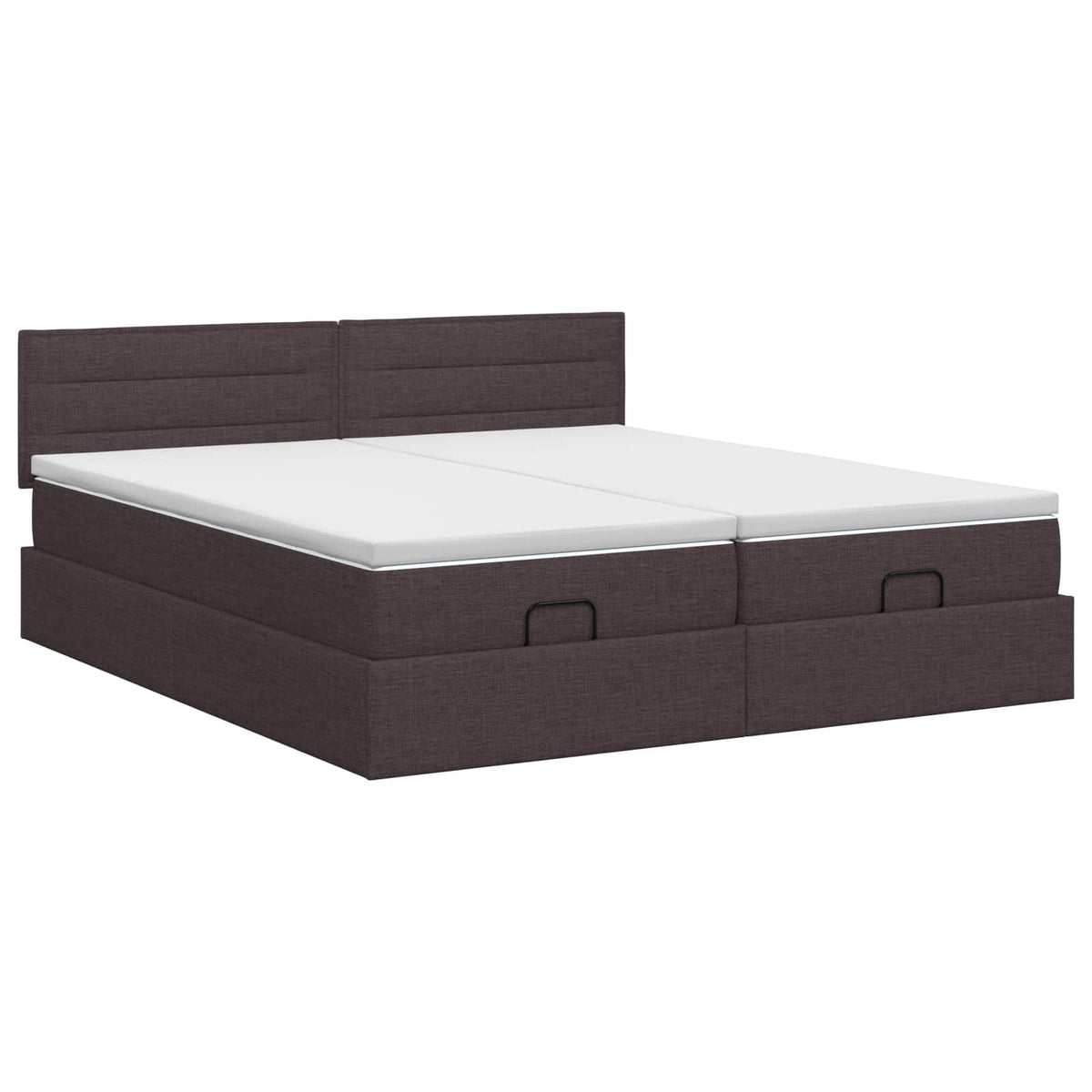 Letto ottomano con materasso 2 pcs Marrone Scuro Tessuto | homemem39