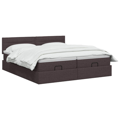 Letto ottomano con materasso 2 pcs Marrone Scuro Tessuto | homemem39