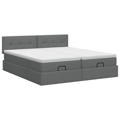 Letto ottomano con materasso 2 pz Grigio Scuro Tessuto | homemem39