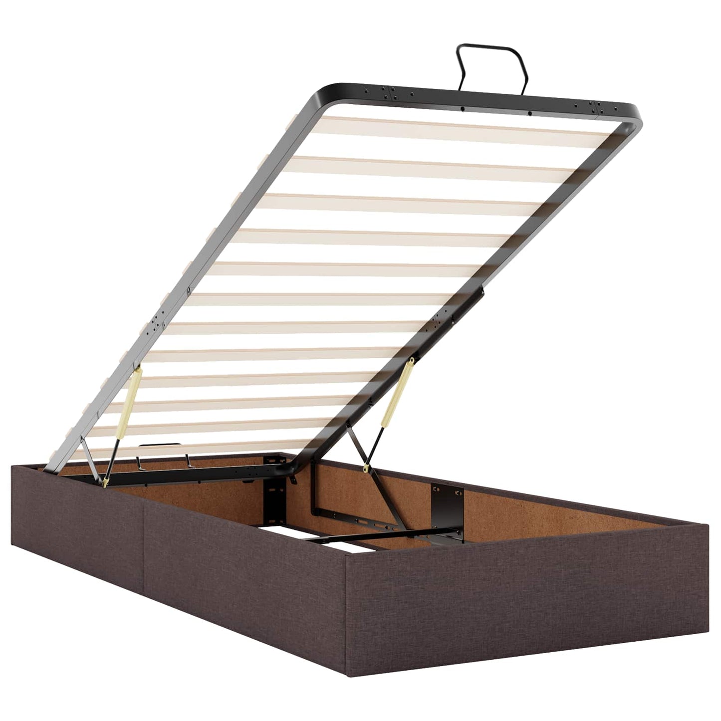 Letto ottomano con materasso 2 pz Marrone Scuro Tessuto
