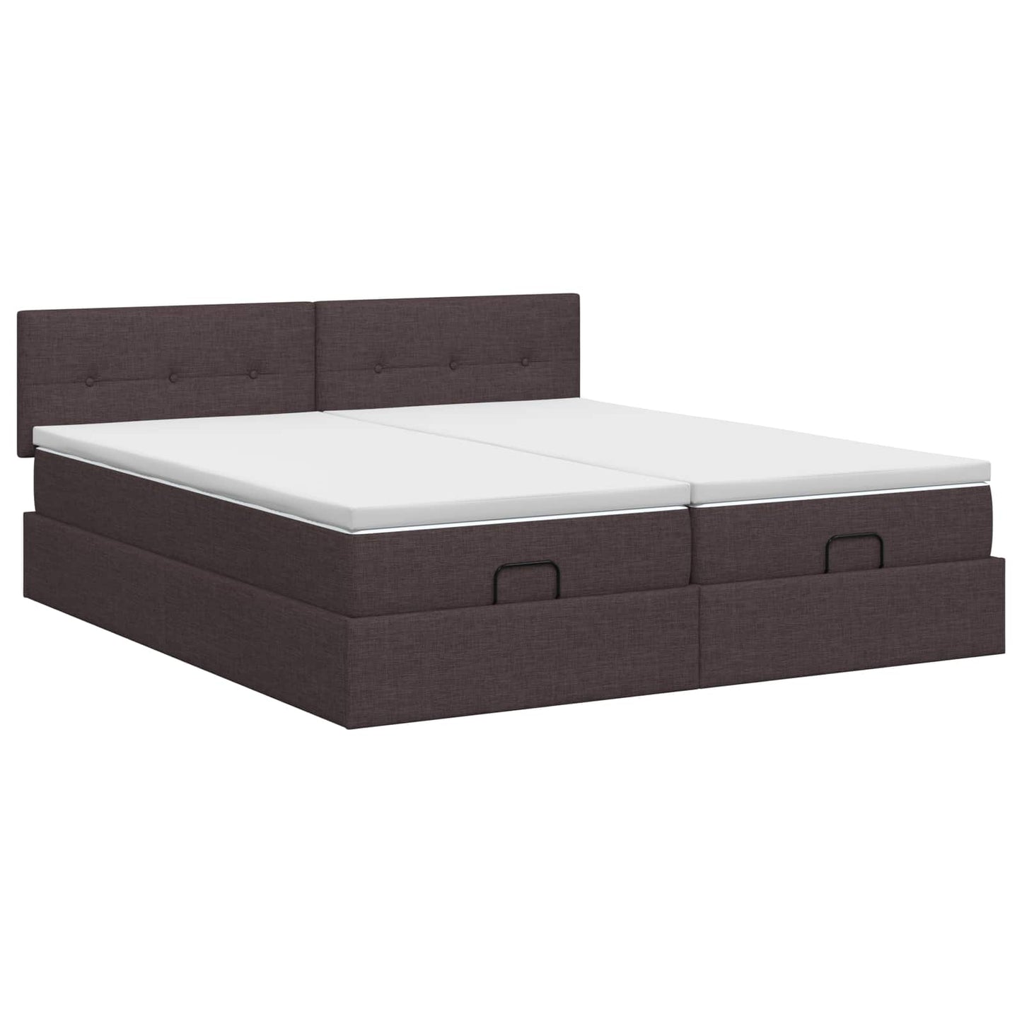 Letto ottomano con materasso 2 pz Marrone Scuro Tessuto