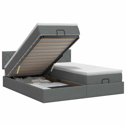 Letto ottomano con materasso 2 pz Grigio Scuro Tessuto