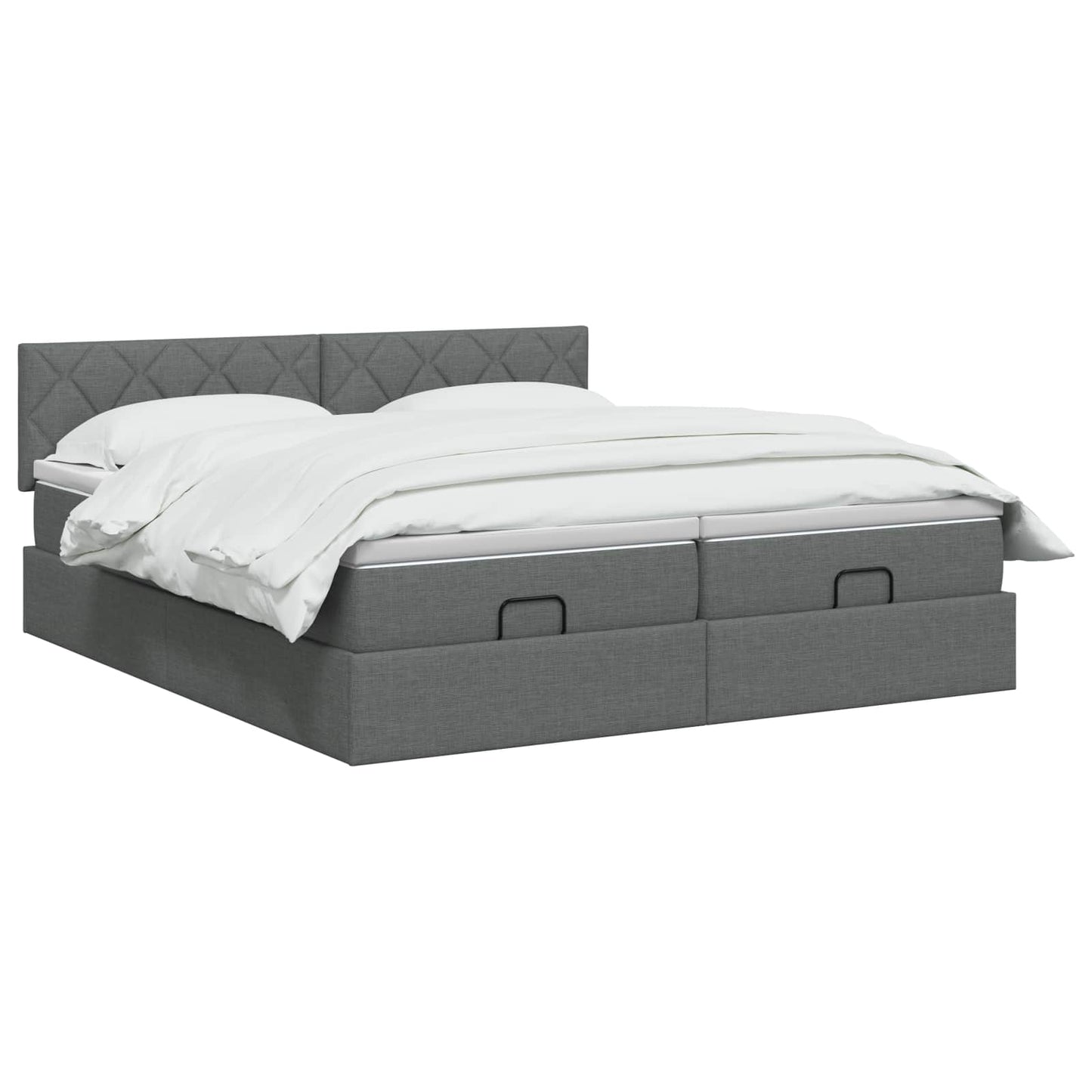 Letto ottomano con materasso 2 pz Grigio Scuro Tessuto