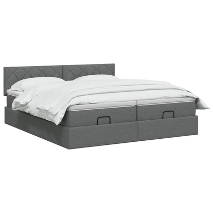 Letto ottomano con materasso 2 pz Grigio Scuro Tessuto