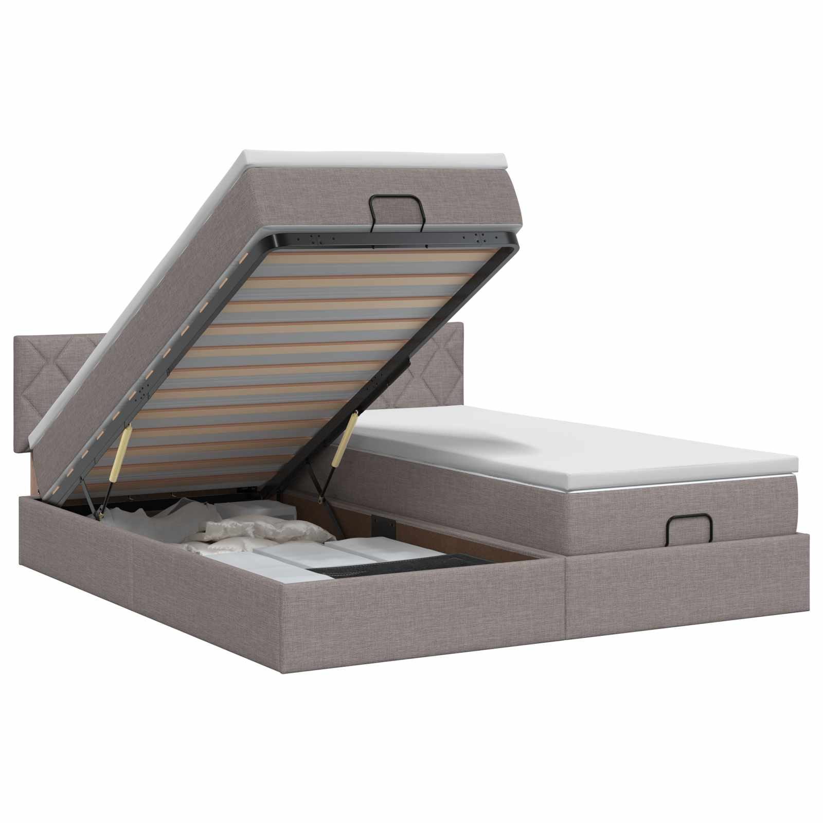 Letto ottomano con materasso con testiera 2 pz Tortora Tessuto | homemem39