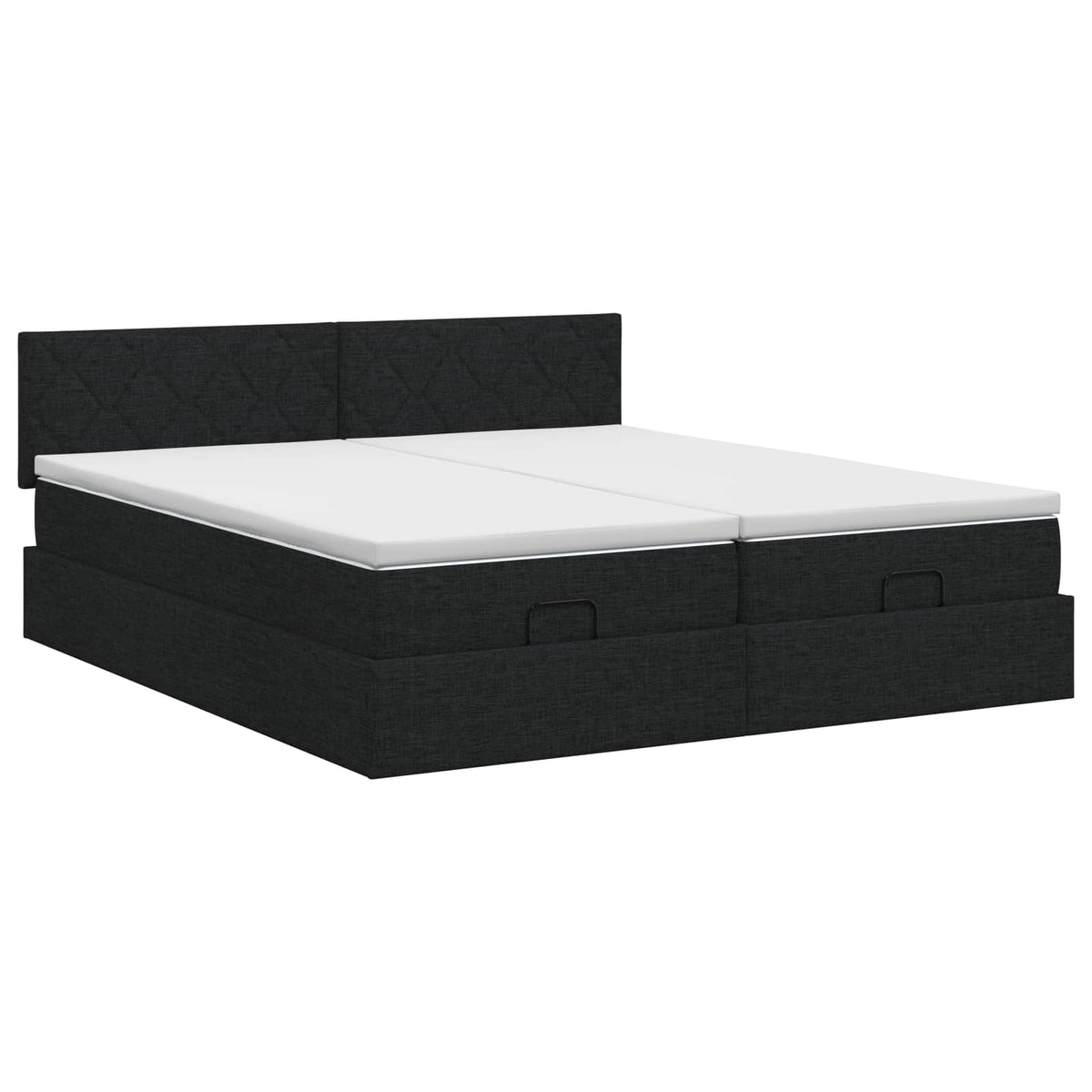 Letto ottomano con materasso con testiera 2 pz Nero Tessuto | homemem39
