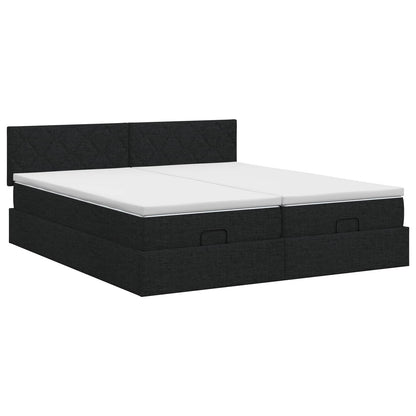 Letto ottomano con materasso con testiera 2 pz Nero Tessuto | homemem39