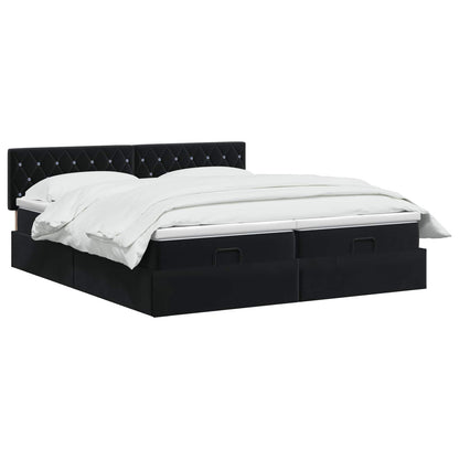 Letto ottomano con materasso con testiera 2 pcs Nero Velluto | homemem39