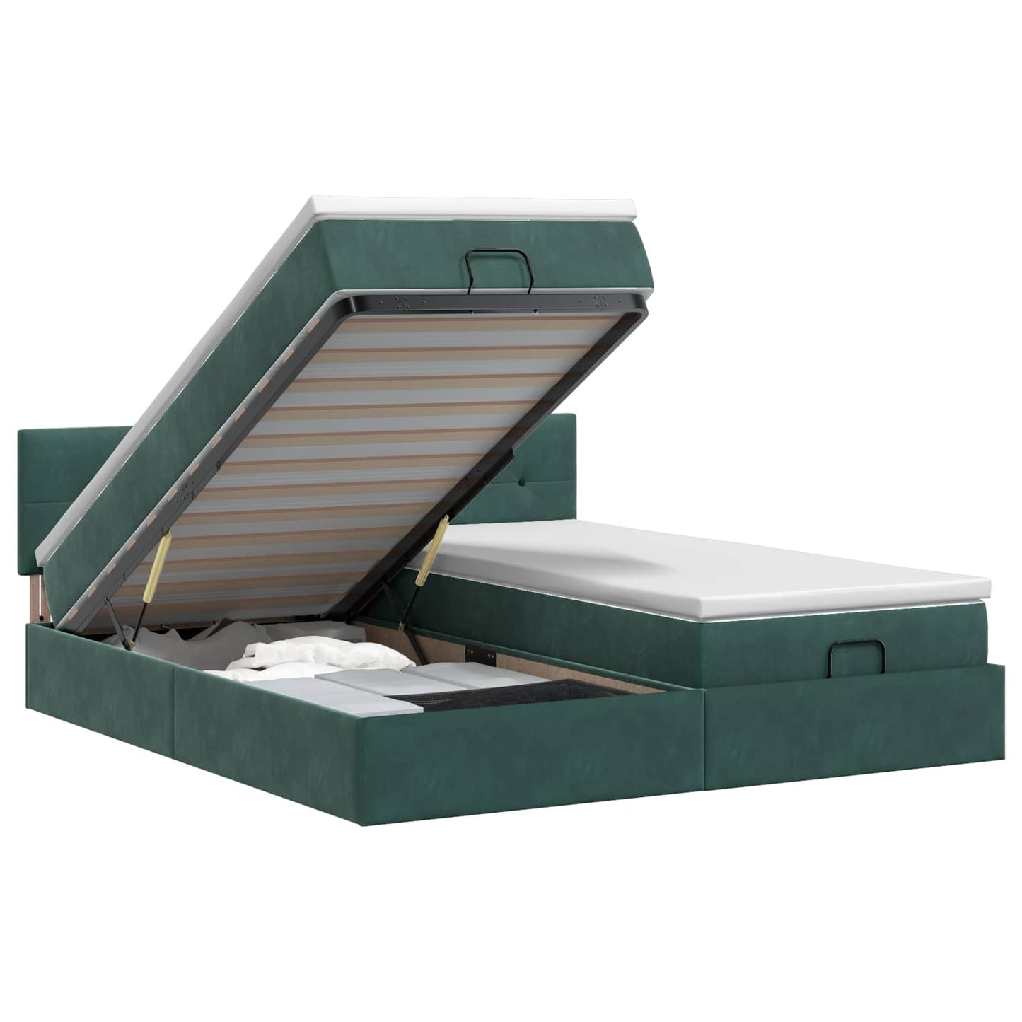 Letto ottomano con materasso 2 pz Verde Scuro Velluto