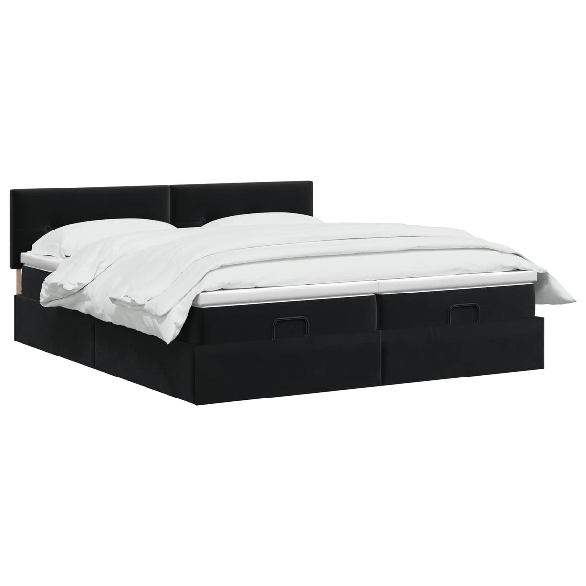 Letto ottomano con materasso con testiera 2 pz Nero Velluto | homemem39