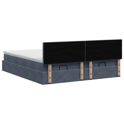 Letto ottomano con materasso 2 pz Grigio Scuro Velluto | homemem39