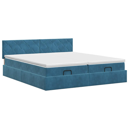 Letto ottomano con materasso 2 pz Blu Scuro Velluto | homemem39
