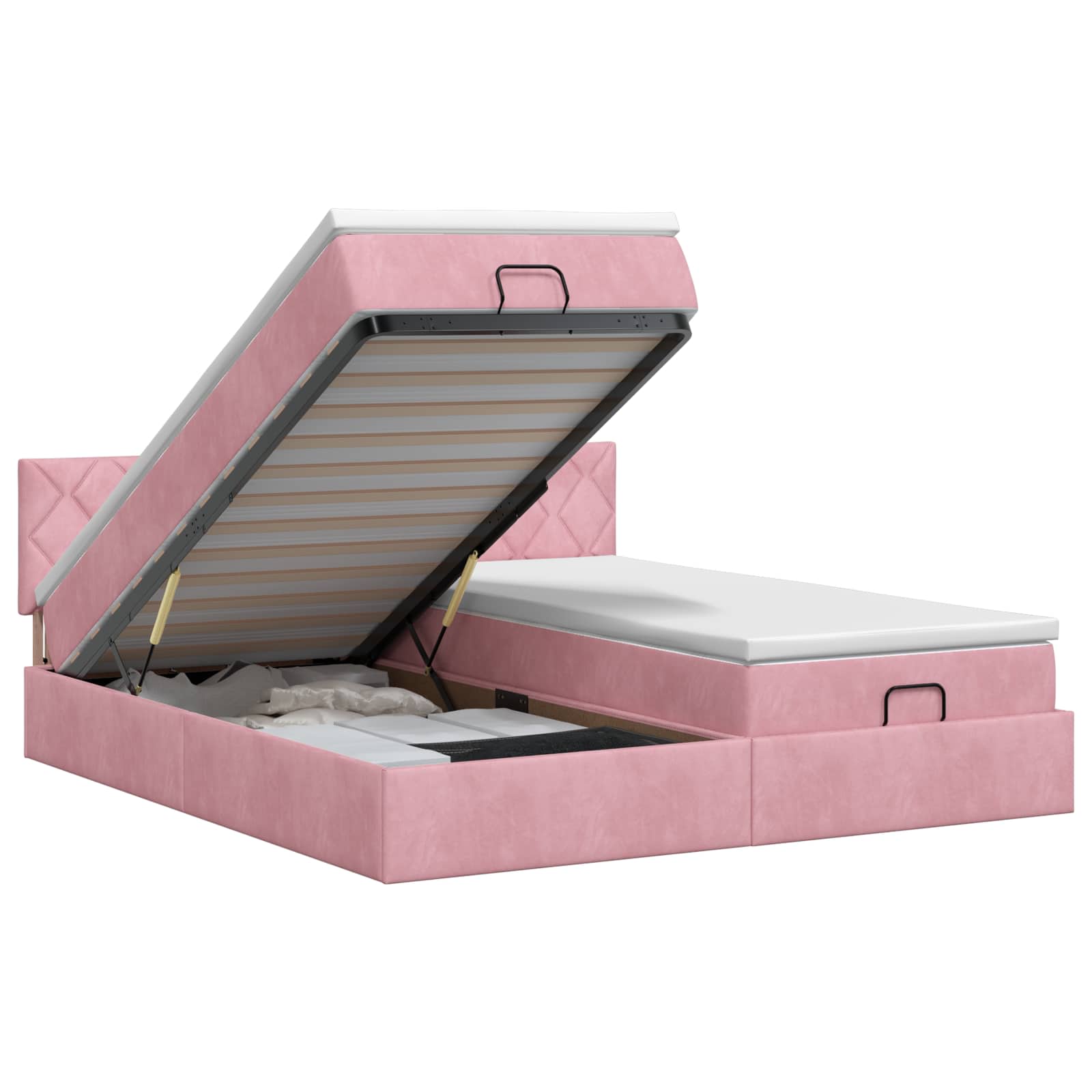 Letto ottomano con materasso con testiera 2 pz Rosa Velluto | homemem39