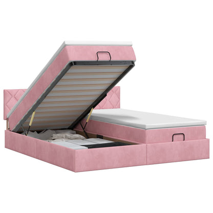 Letto ottomano con materasso con testiera 2 pz Rosa Velluto | homemem39