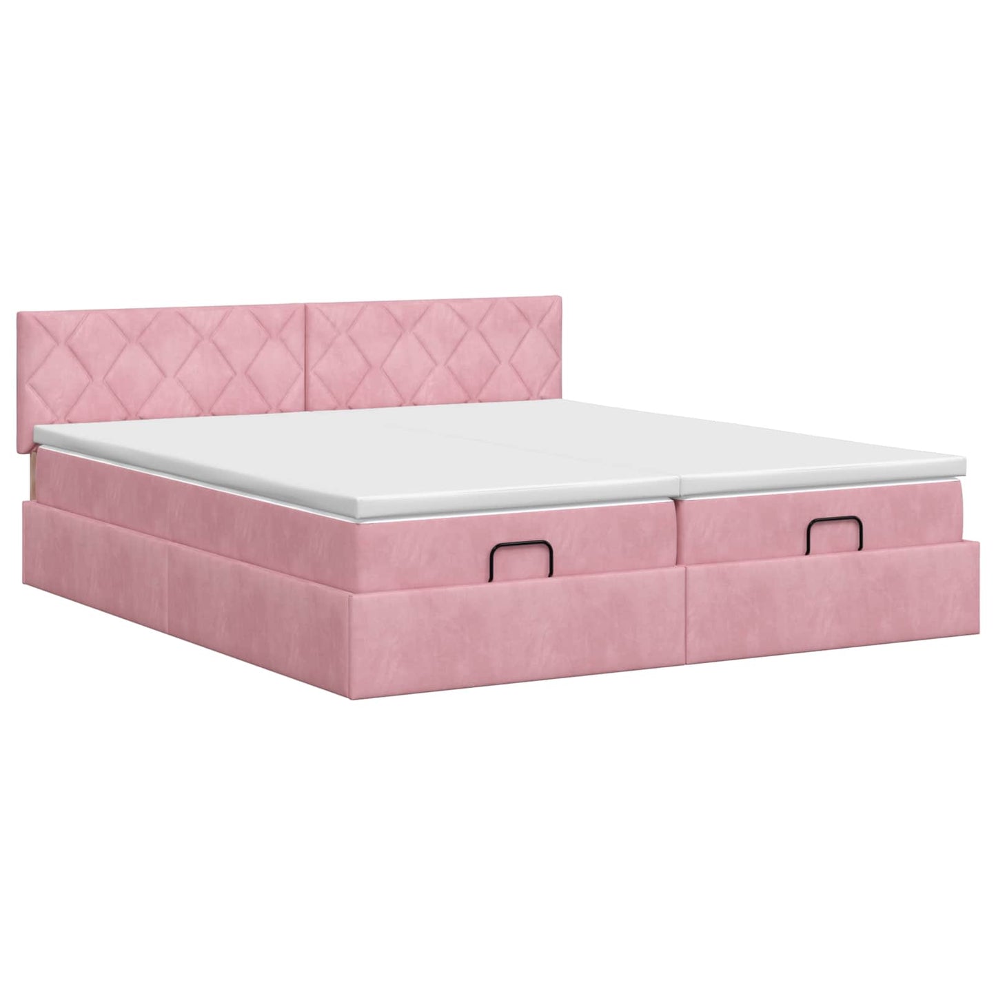 Letto ottomano con materasso con testiera 2 pz Rosa Velluto