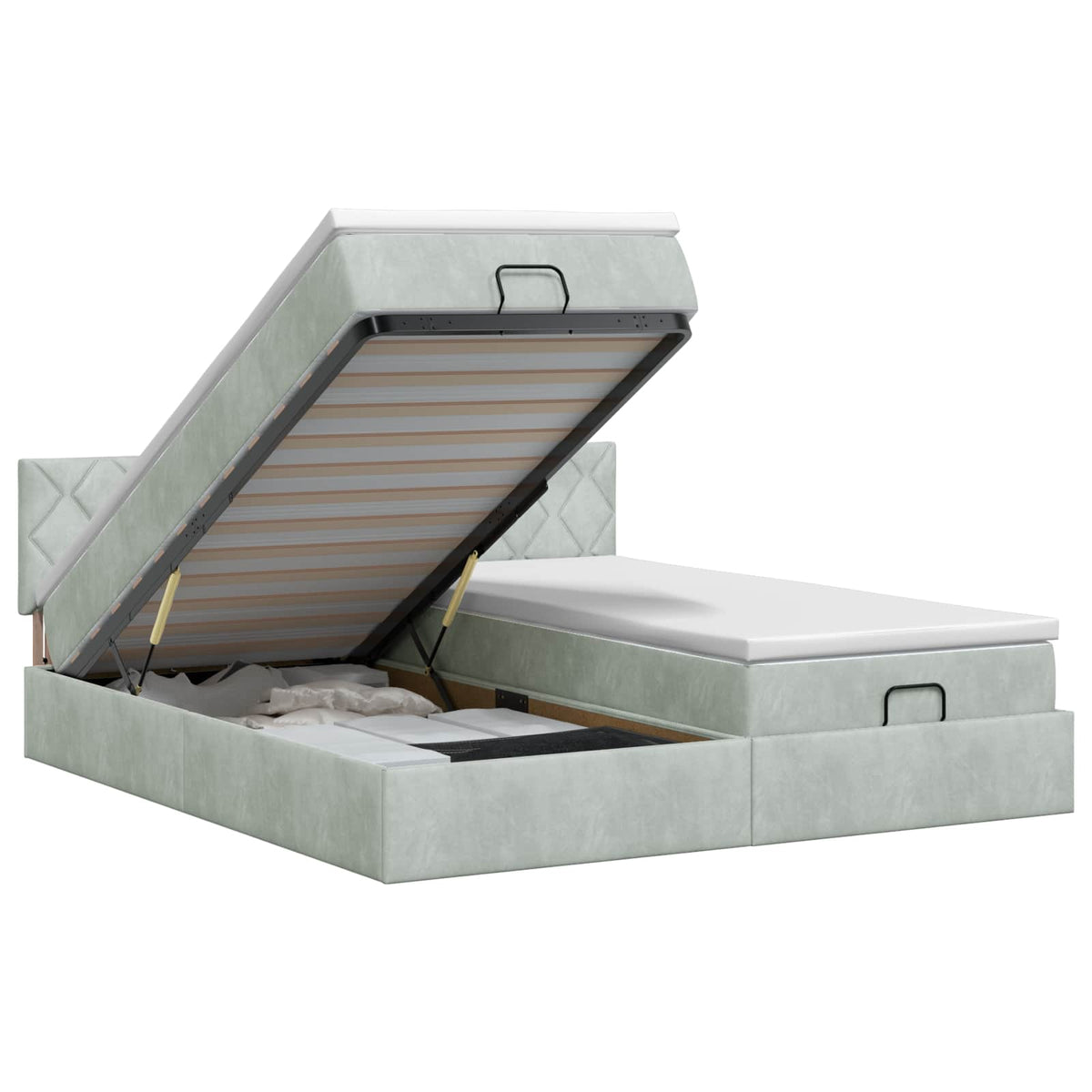Letto ottomano con materasso 2 pz Grigio Chiaro Velluto | homemem39