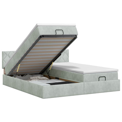 Letto ottomano con materasso 2 pz Grigio Chiaro Velluto | homemem39