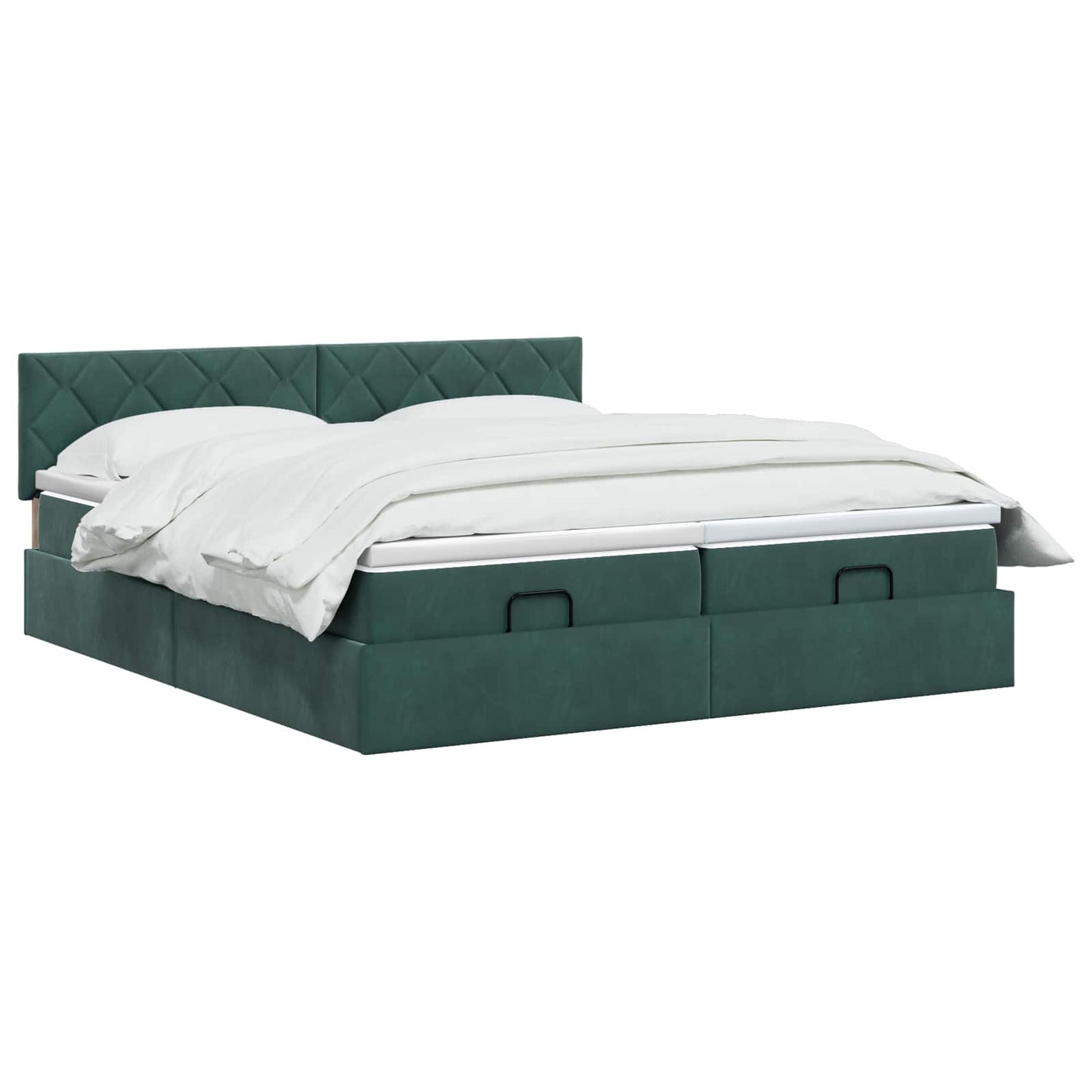 Letto ottomano con materasso 2 pz Verde Scuro Velluto